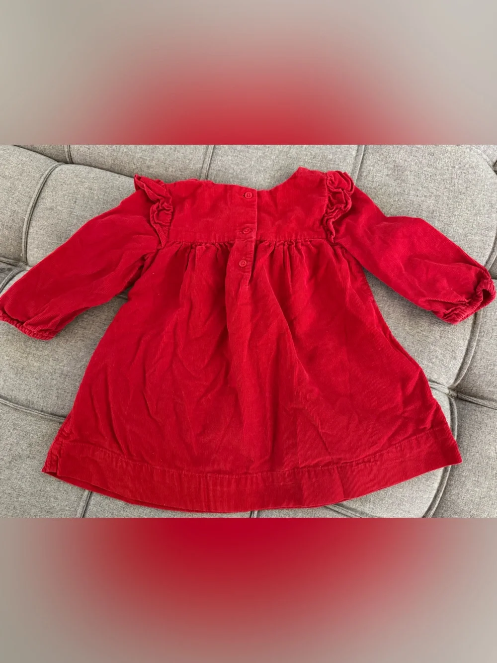 Baby GAP Bright Red Corduroy Ruffle-Trim Dress for baby girl